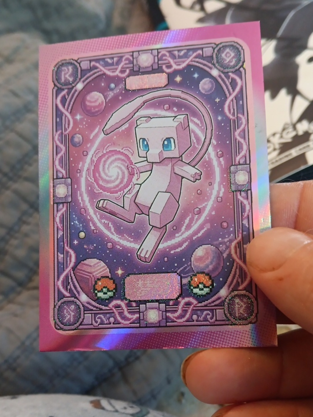 Pokemon Pink & Purple Holographic Mew Trading Card - Picture 1 of 2